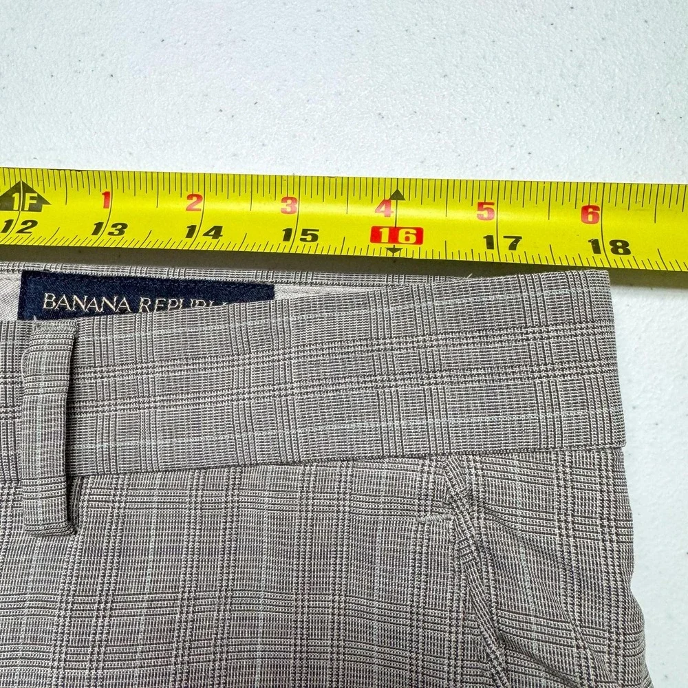 Banana Republic Dress Pants Mens 34 Gray Plaid Flat Front Business‎ Office 36x32
